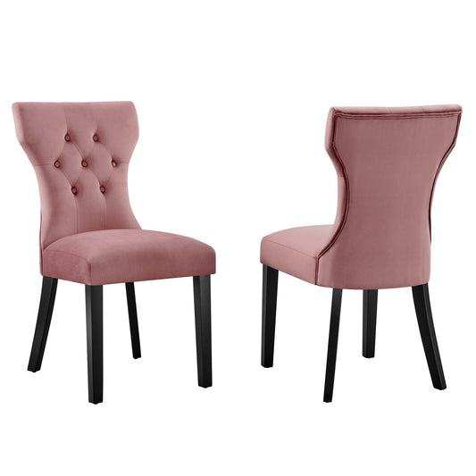 Modway Outlet Silhouette Performance Velvet Dining Chairs Set of 2 by Modway  Bar and Dining Furniture Dusty Rose - EEI-5014-DUS