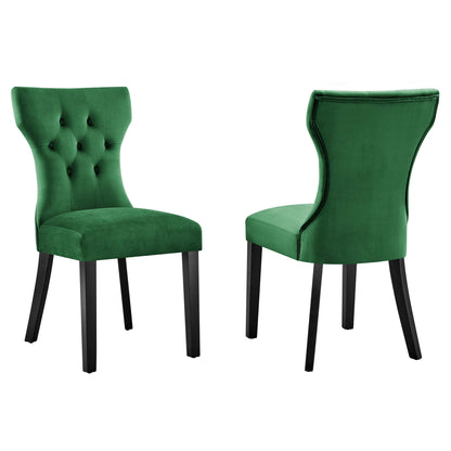 Modway Outlet Silhouette Performance Velvet Dining Chairs Set of 2 by Modway  Bar and Dining Furniture Emerald - EEI-5014-EME