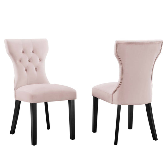 Modway Outlet Silhouette Performance Velvet Dining Chairs Set of 2 by Modway  Bar and Dining Furniture Pink - EEI-5014-PNK
