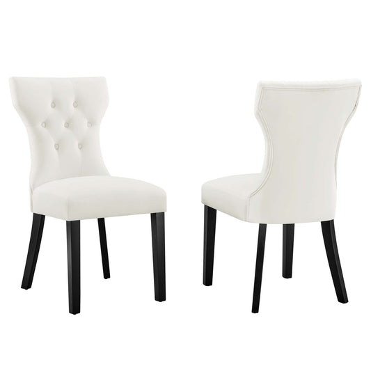 Modway Outlet Silhouette Performance Velvet Dining Chairs Set of 2 by Modway  Bar and Dining Furniture White - EEI-5014-WHI