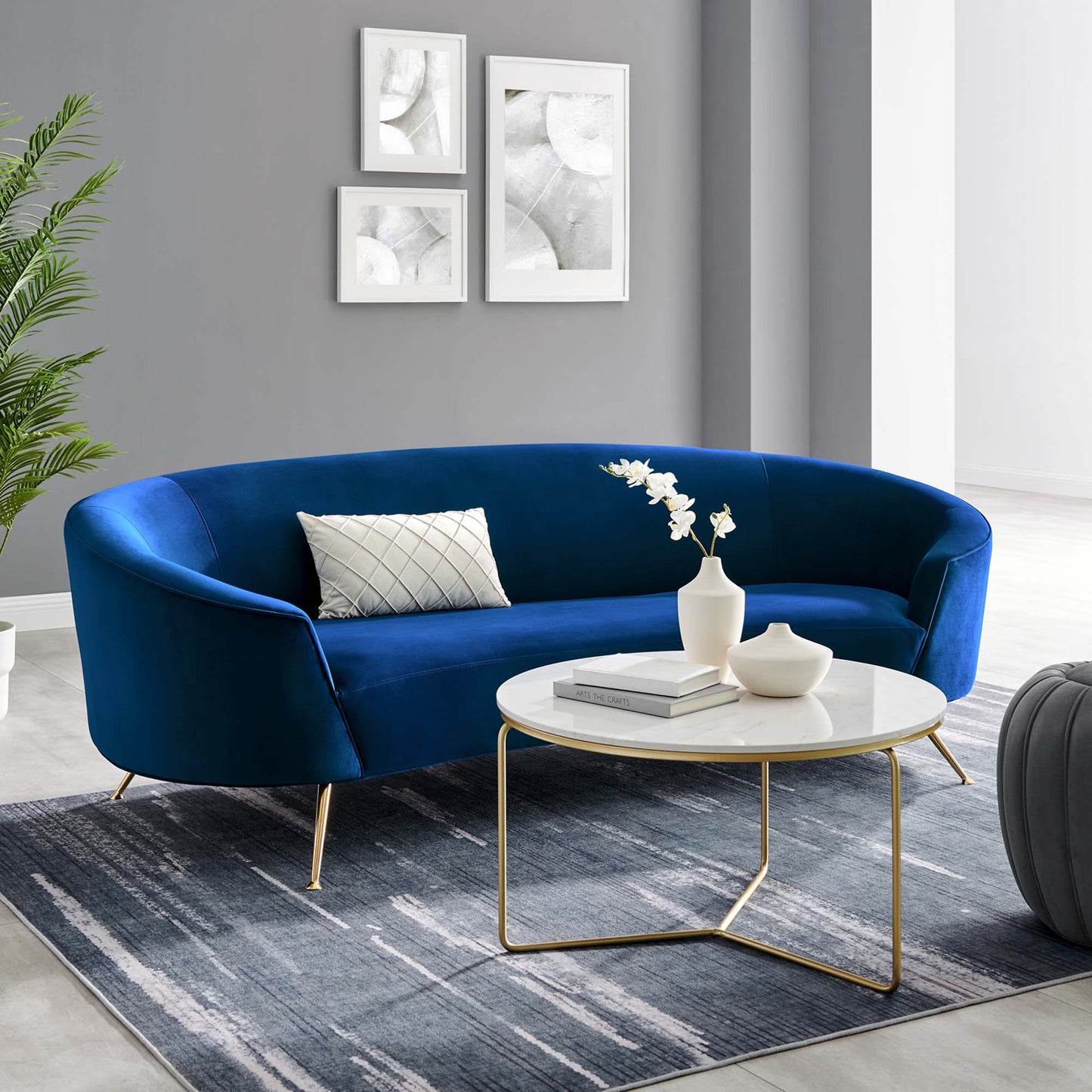 Modway Outlet Marchesa Upholstered Performance Velvet Sofa by Modway  Living Room Furniture Navy - EEI-5015-NAV