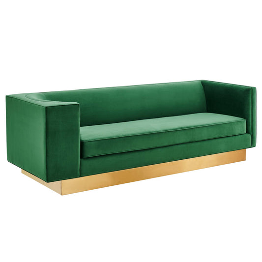Modway Outlet Eminence Upholstered Performance Velvet Sofa by Modway  Living Room Furniture Emerald - EEI-5016-EME