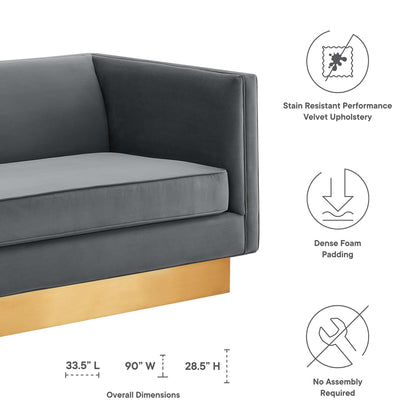 Modway Outlet Eminence Upholstered Performance Velvet Sofa by Modway  Living Room Furniture Gray - EEI-5016-GRY
