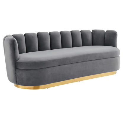 Modway Outlet Victoria Channel Tufted Performance Velvet Sofa by Modway  Living Room Furniture Gray - EEI-5017-GRY