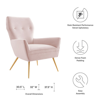 Modway Outlet Renata Button Tufted Performance Velvet Armchair by Modway  Living Room Furniture Pink - EEI-5020-PNK