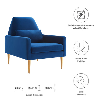 Navy Liliana performance velvet armchair.