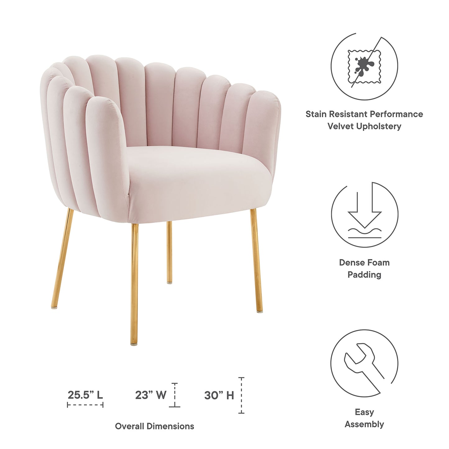 Modway Outlet Sanna Channel Tufted Performance Velvet Armchair by Modway  Living Room Furniture Pink - EEI-5024-PNK