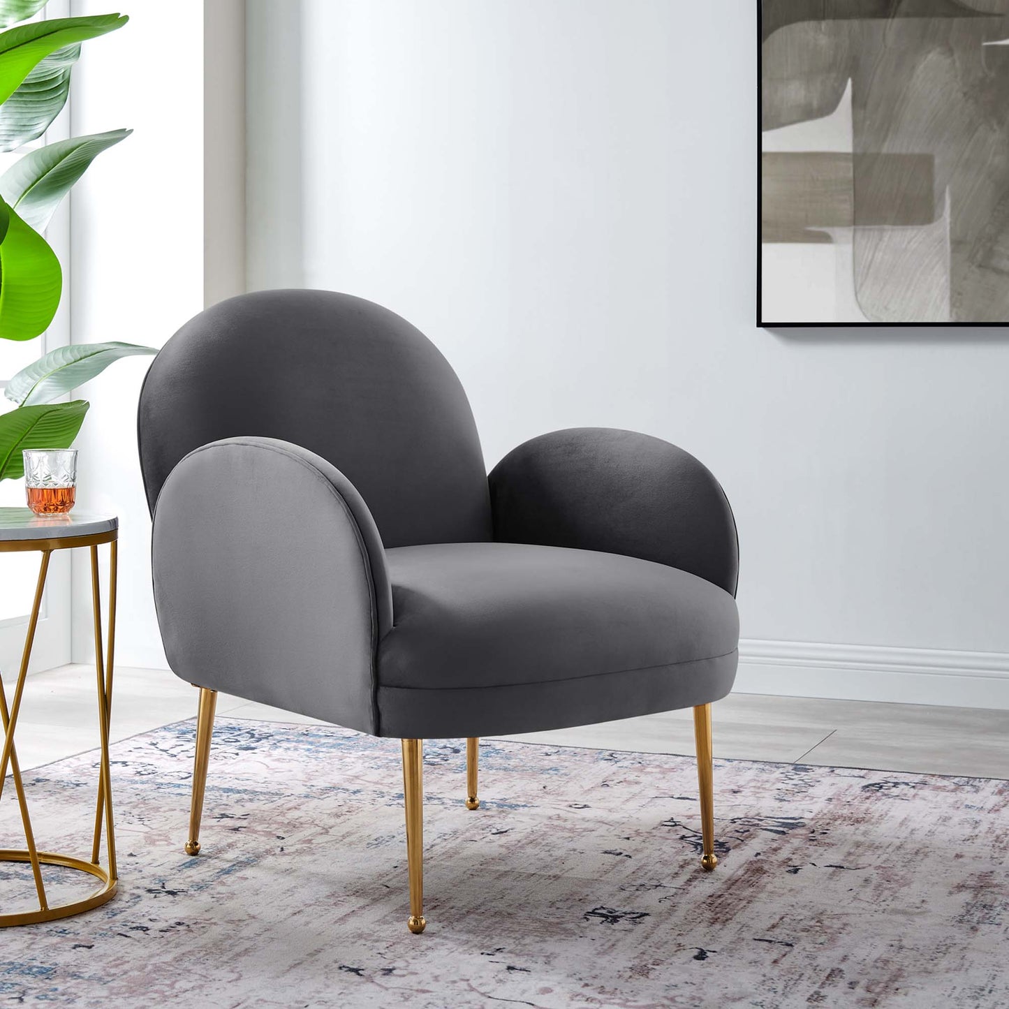 Modway Outlet Transcend Performance Velvet Armchair by Modway  Living Room Furniture Gray - EEI-5026-GRY
