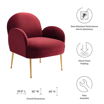 Modway Outlet Transcend Performance Velvet Armchair by Modway  Living Room Furniture Maroon - EEI-5026-MAR