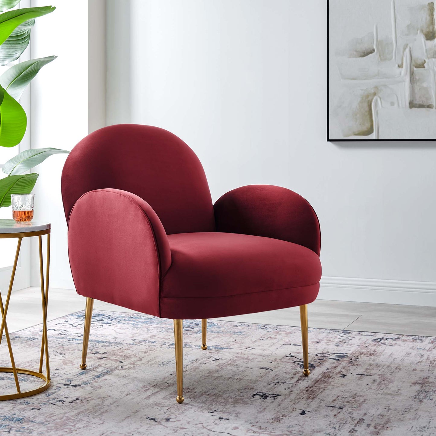 Modway Outlet Transcend Performance Velvet Armchair by Modway  Living Room Furniture Maroon - EEI-5026-MAR