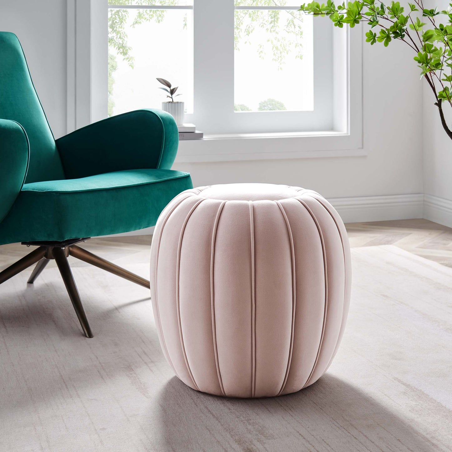 Modway Outlet Celebrate Channel Tufted Performance Velvet Ottoman by Modway  Living Room Furniture Pink - EEI-5034-PNK