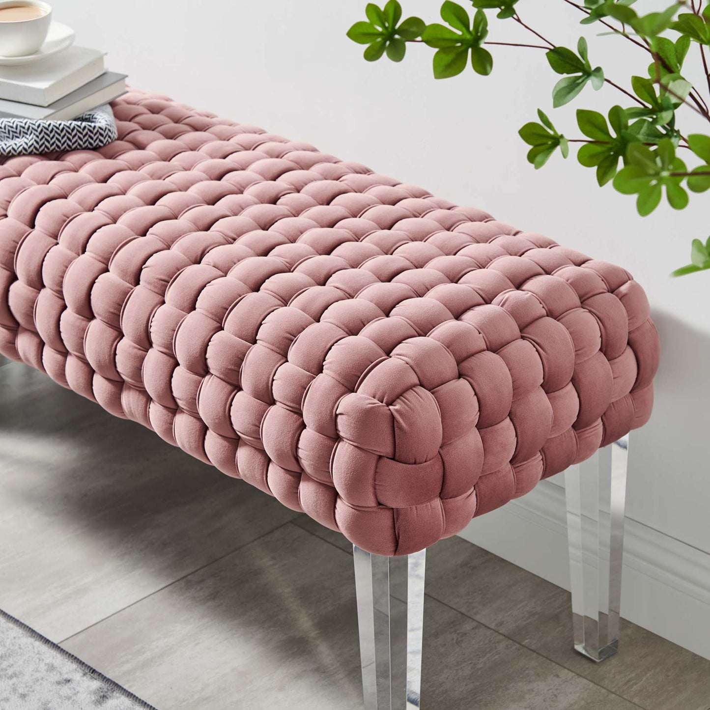 Modway Outlet Prologue Woven Performance Velvet Ottoman by Modway  Living Room Furniture Dusty Rose - EEI-5037-DUS