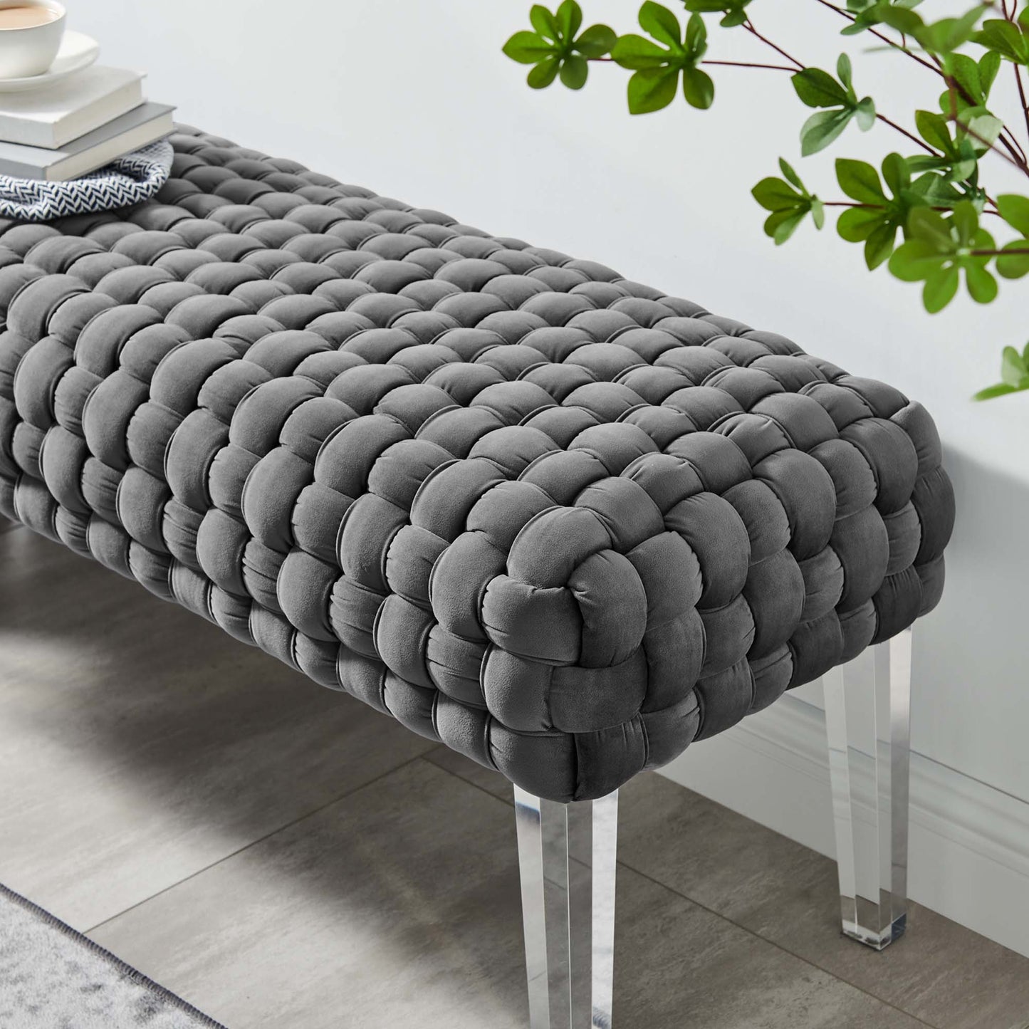 Modway Outlet Prologue Woven Performance Velvet Ottoman by Modway  Living Room Furniture Gray - EEI-5037-GRY
