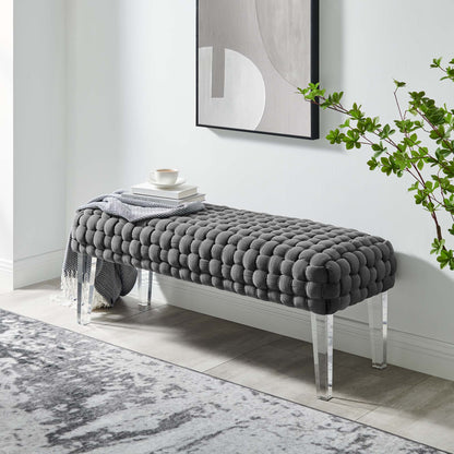 Modway Outlet Prologue Woven Performance Velvet Ottoman by Modway  Living Room Furniture Gray - EEI-5037-GRY