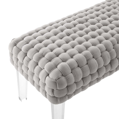 Modway Outlet Prologue Woven Performance Velvet Ottoman by Modway  Living Room Furniture Light Gray - EEI-5037-LGR