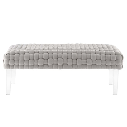 Modway Outlet Prologue Woven Performance Velvet Ottoman by Modway  Living Room Furniture Light Gray - EEI-5037-LGR