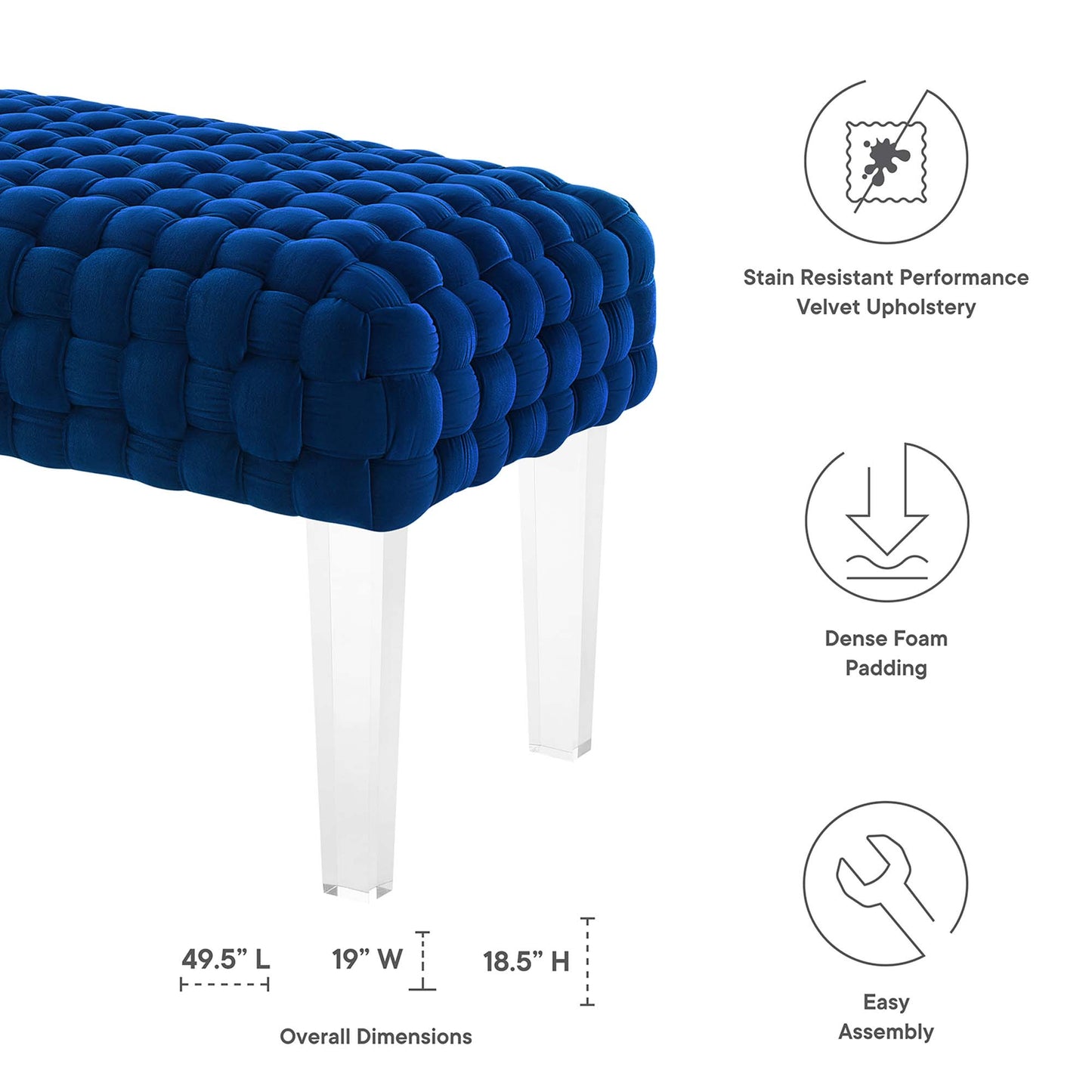 Modway Outlet Prologue Woven Performance Velvet Ottoman by Modway  Living Room Furniture Navy - EEI-5037-NAV