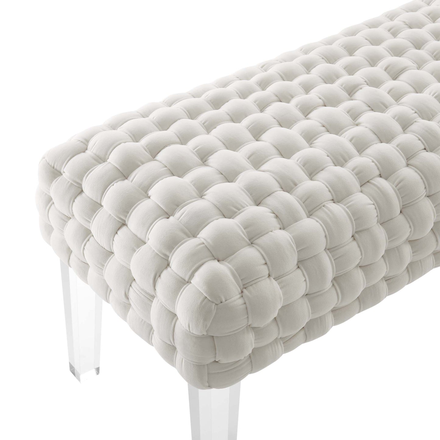 Modway Outlet Prologue Woven Performance Velvet Ottoman by Modway  Living Room Furniture White - EEI-5037-WHI