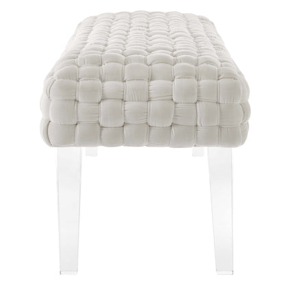Modway Outlet Prologue Woven Performance Velvet Ottoman by Modway  Living Room Furniture White - EEI-5037-WHI