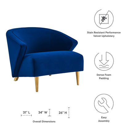 Modway Outlet Odyssey Performance Velvet Armchair by Modway  Living Room Furniture Navy - EEI-5038-NAV