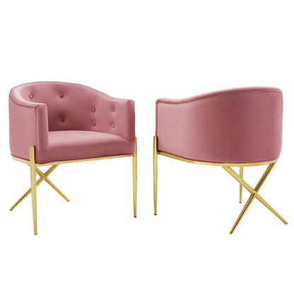 Modway Outlet Savour Performance Velvet Accent Dining Armchair Set of 2 by Modway  Bar and Dining Furniture Dusty Rose - EEI-5042-DUS