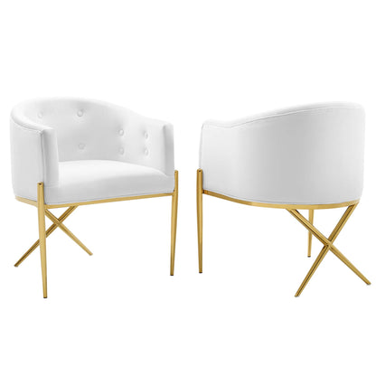 Modway Outlet Savour Performance Velvet Accent Dining Armchair Set of 2 by Modway  Bar and Dining Furniture White - EEI-5042-WHI