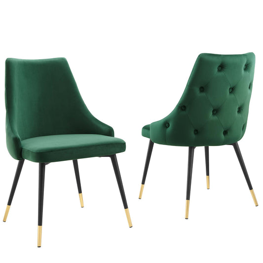 Modway Outlet Adorn Performance Velvet Dining Side Chair Set of 2 by Modway  Bar and Dining Furniture Green - EEI-5043-GRN