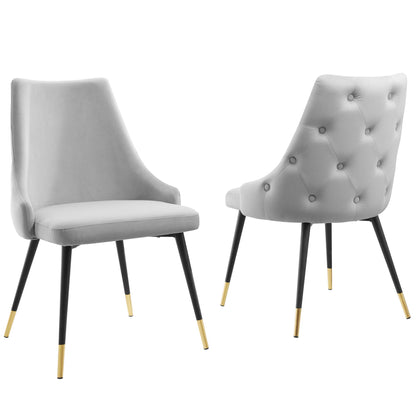 Modway Outlet Adorn Performance Velvet Dining Side Chair Set of 2 by Modway  Bar and Dining Furniture Light Gray - EEI-5043-LGR