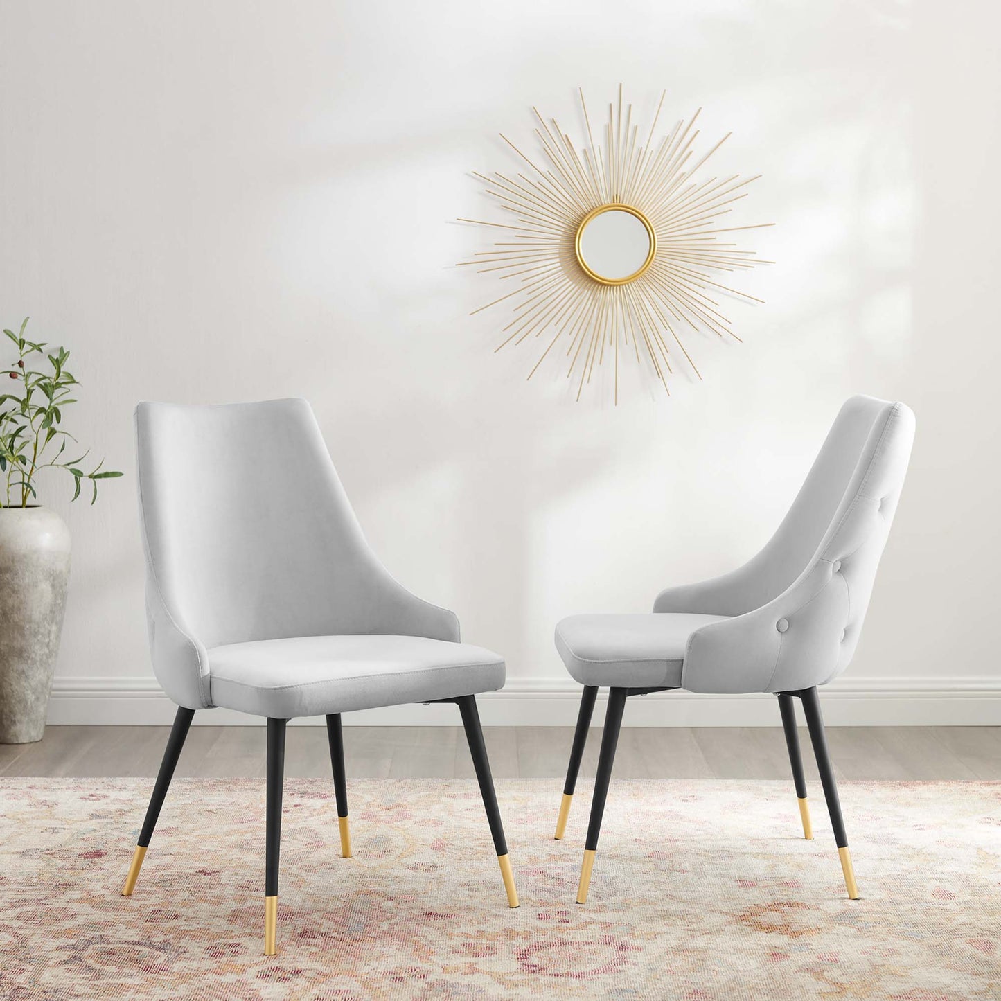Modway Outlet Adorn Performance Velvet Dining Side Chair Set of 2 by Modway  Bar and Dining Furniture Light Gray - EEI-5043-LGR