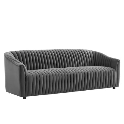 Modway Outlet Announce Performance Velvet Channel Tufted Sofa by Modway  Living Room Furniture Charcoal - EEI-5053-CHA