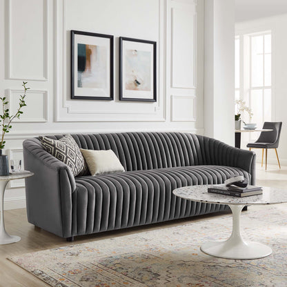 Modway Outlet Announce Performance Velvet Channel Tufted Sofa by Modway  Living Room Furniture Charcoal - EEI-5053-CHA