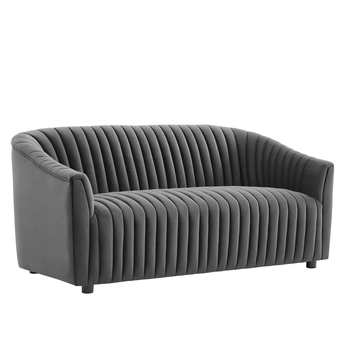 Modway Outlet Announce Performance Velvet Channel Tufted Loveseat by Modway  Living Room Furniture Charcoal - EEI-5054-CHA