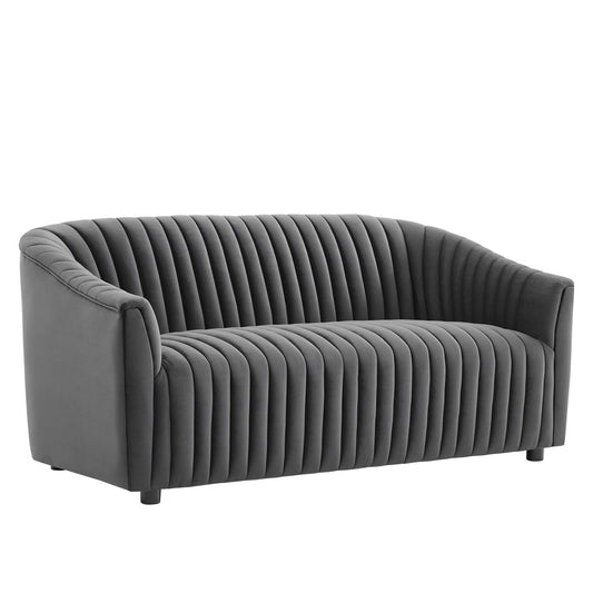 Modway Outlet Announce Performance Velvet Channel Tufted Loveseat by Modway  Living Room Furniture Charcoal - EEI-5054-CHA