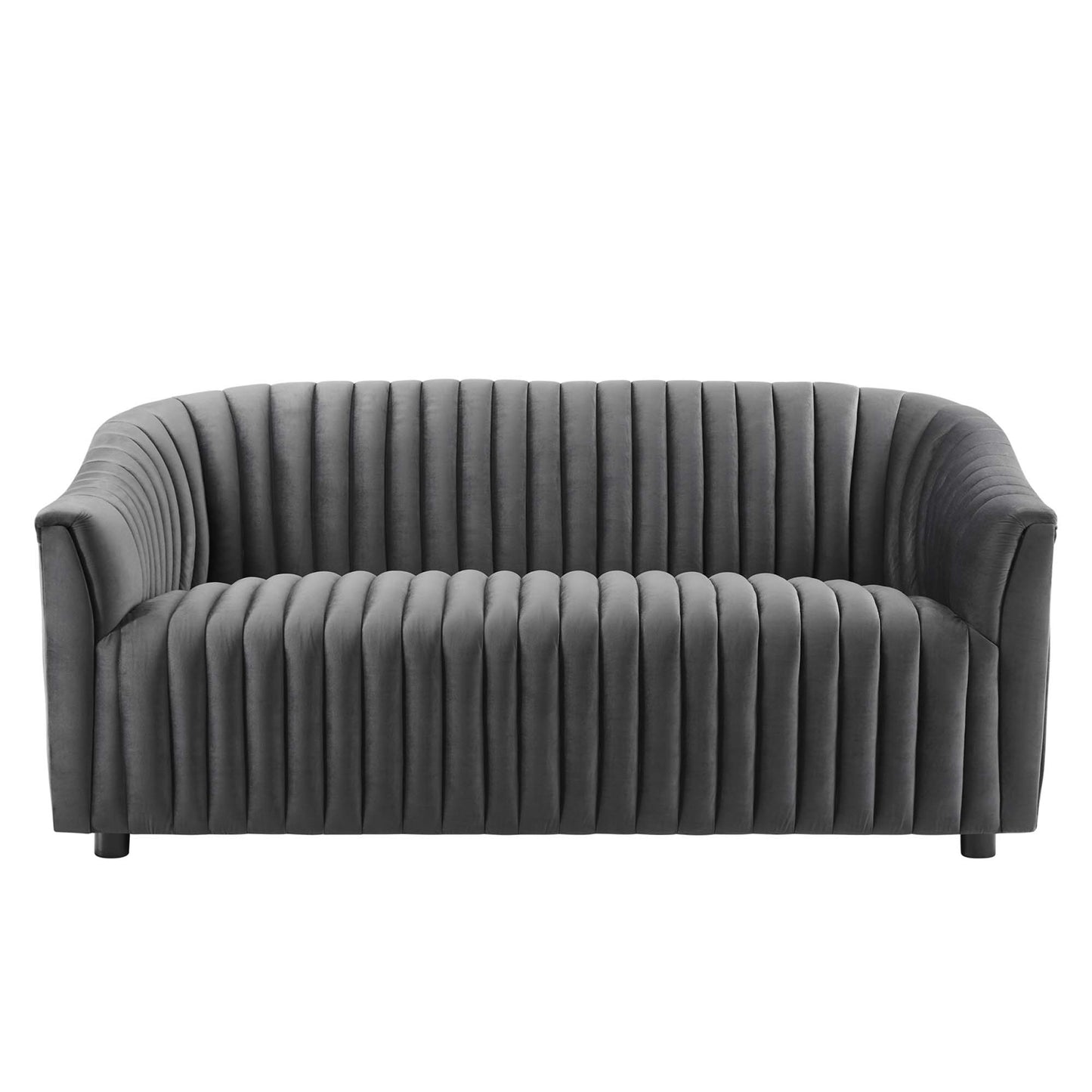 Modway Outlet Announce Performance Velvet Channel Tufted Loveseat by Modway  Living Room Furniture Charcoal - EEI-5054-CHA
