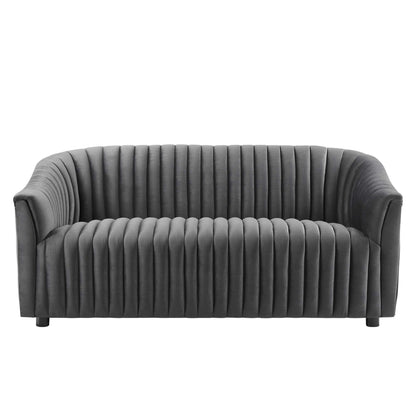 Modway Outlet Announce Performance Velvet Channel Tufted Loveseat by Modway  Living Room Furniture Charcoal - EEI-5054-CHA