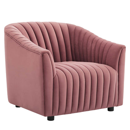 Modway Outlet Announce Performance Velvet Channel Tufted Armchair by Modway  Living Room Furniture Dusty Rose - EEI-5055-DUS