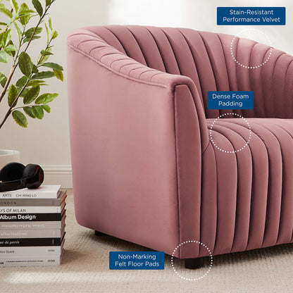 Modway Outlet Announce Performance Velvet Channel Tufted Armchair by Modway  Living Room Furniture Dusty Rose - EEI-5055-DUS