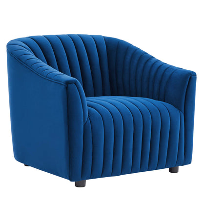 Modway Outlet Announce Performance Velvet Channel Tufted Armchair by Modway  Living Room Furniture Navy - EEI-5055-NAV