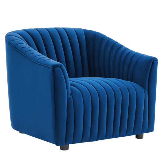 Modway Outlet Announce Performance Velvet Channel Tufted Armchair by Modway  Living Room Furniture Navy - EEI-5055-NAV