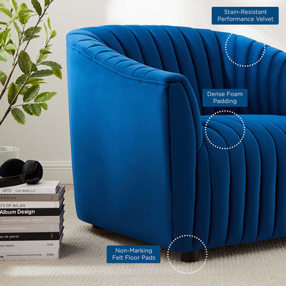 Modway Outlet Announce Performance Velvet Channel Tufted Armchair by Modway  Living Room Furniture Navy - EEI-5055-NAV