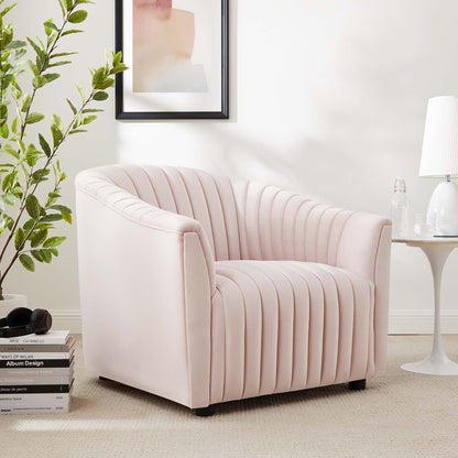Modway Outlet Announce Performance Velvet Channel Tufted Armchair by Modway  Living Room Furniture Pink - EEI-5055-PNK