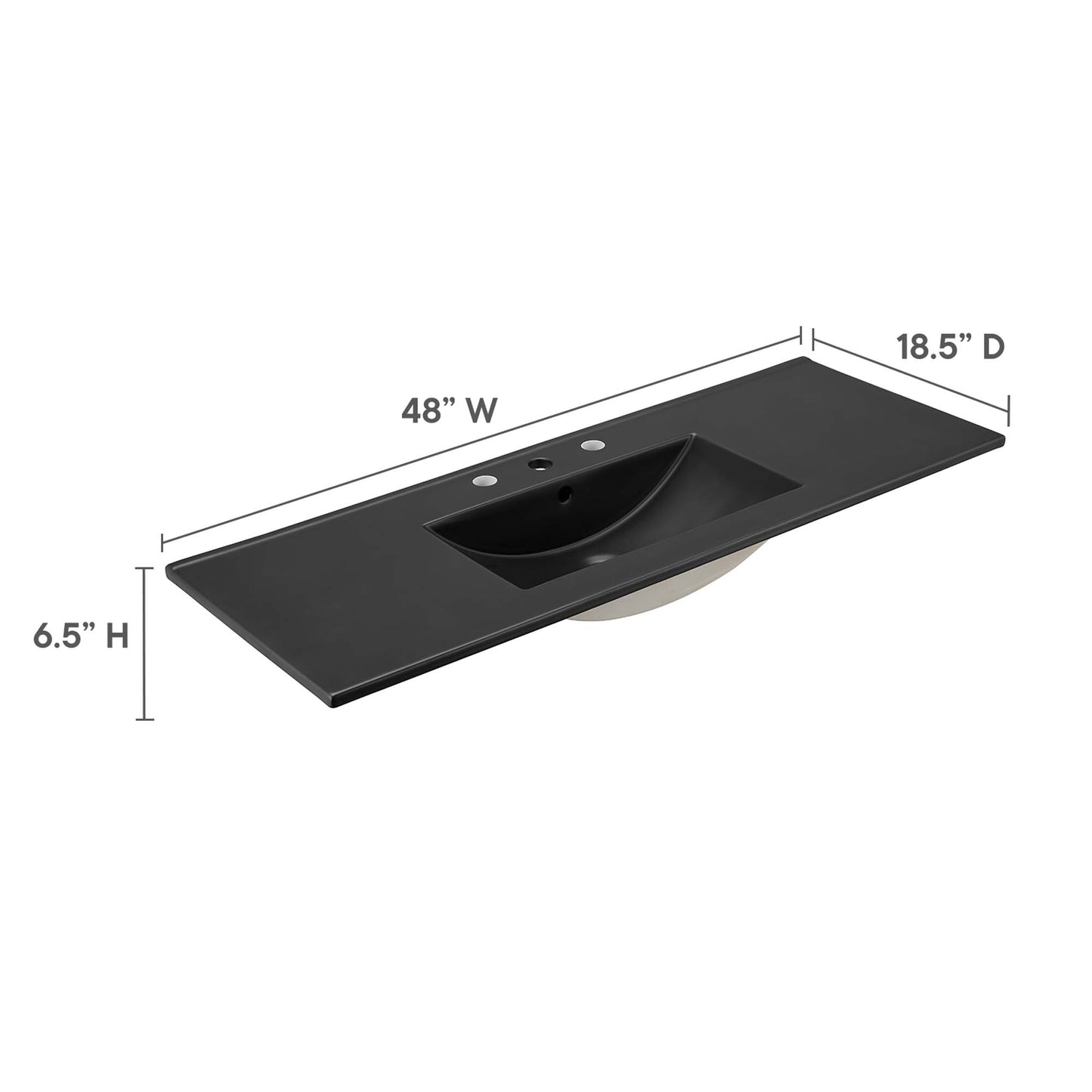 Modway - Cayman 48" Single Basin Bathroom Sink by Modway  Bathroom Vanities Black - EEI-5072-BLK