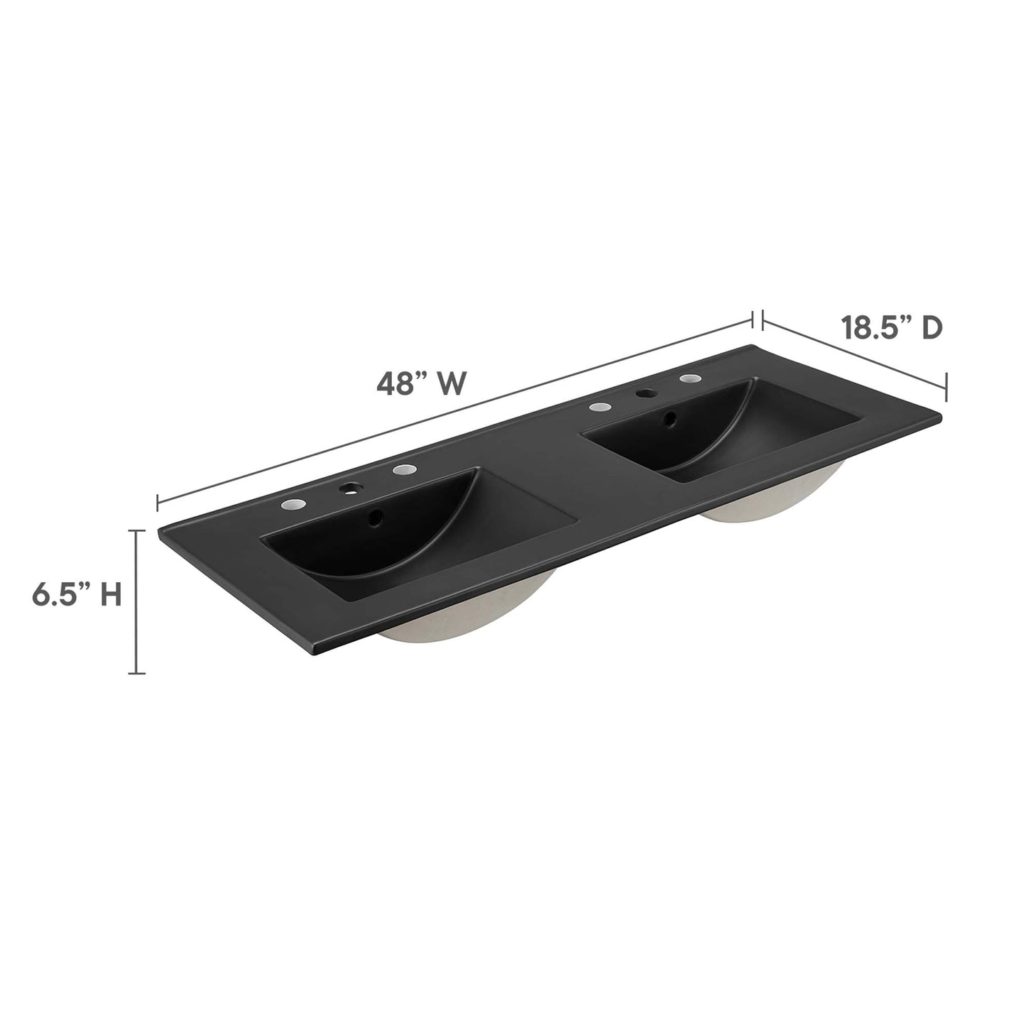 Modway - Cayman 48" Double Basin Bathroom Sink by Modway  Bathroom Vanities Black - EEI-5073-BLK