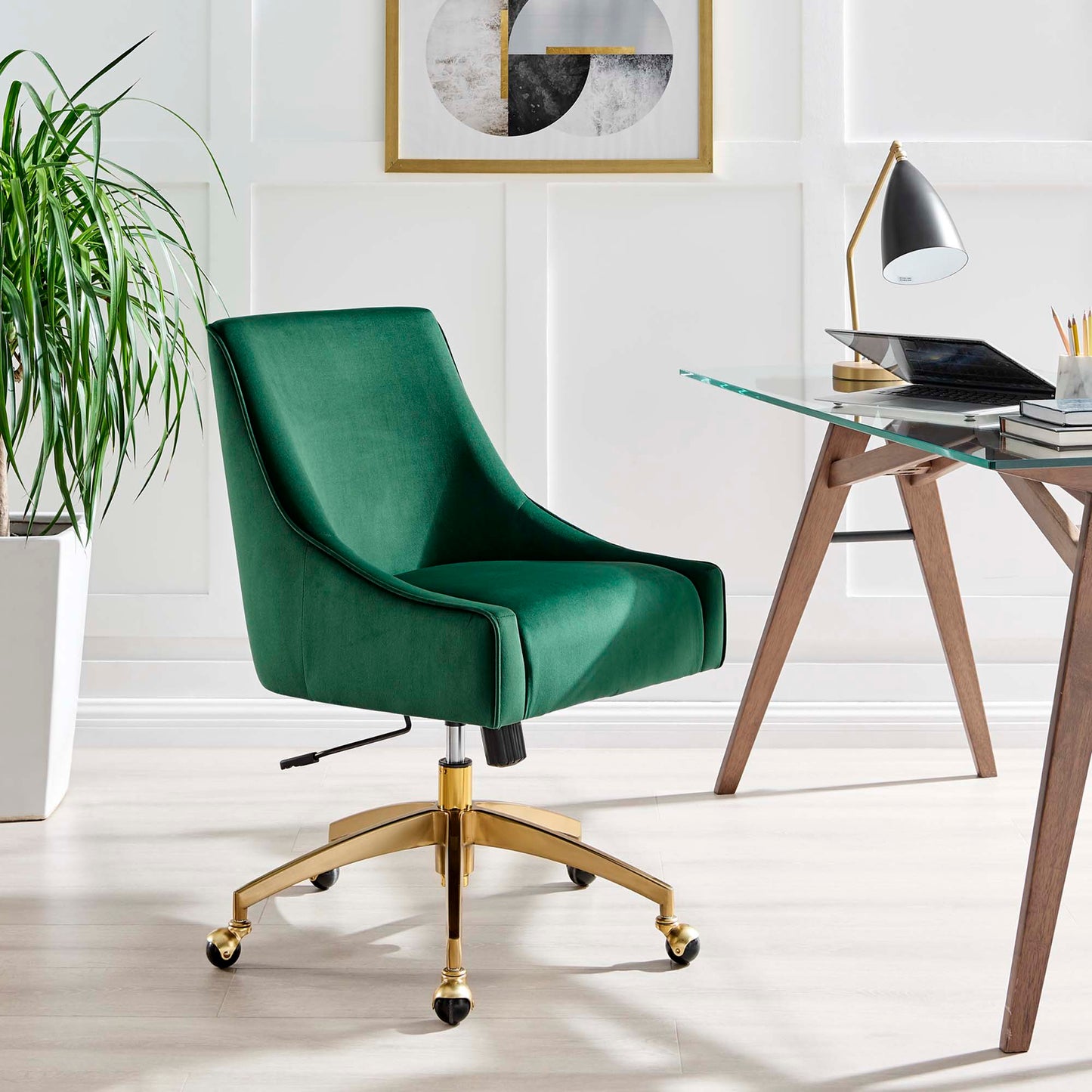 Modway Outlet Discern Performance Velvet Office Chair by Modway  Office Furniture Furniture Green - EEI-5079-GRN