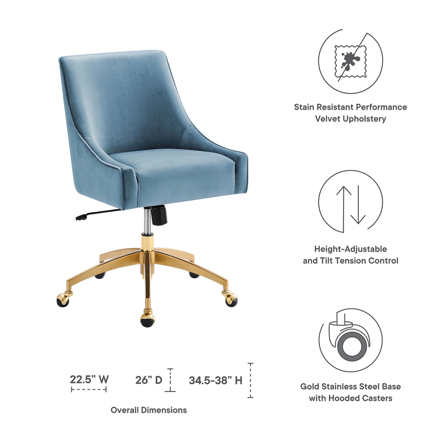 Modway - Discern Performance Velvet Office Chair by Modway  Office Furniture Office Chairs Blue - EEI-5079-LBU