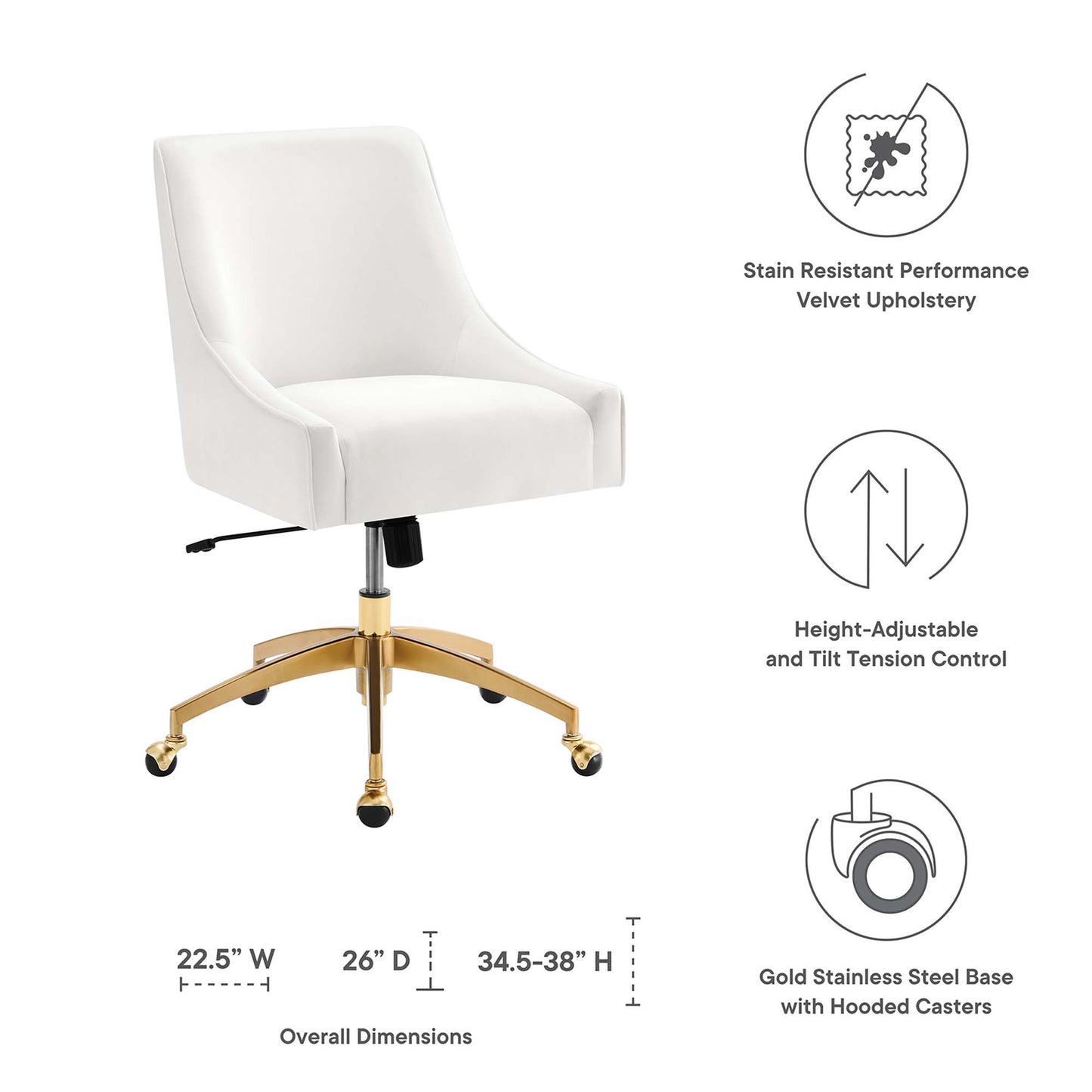 Modway - Discern Performance Velvet Office Chair by Modway  Office Furniture Office Chairs White - EEI-5079-WHI
