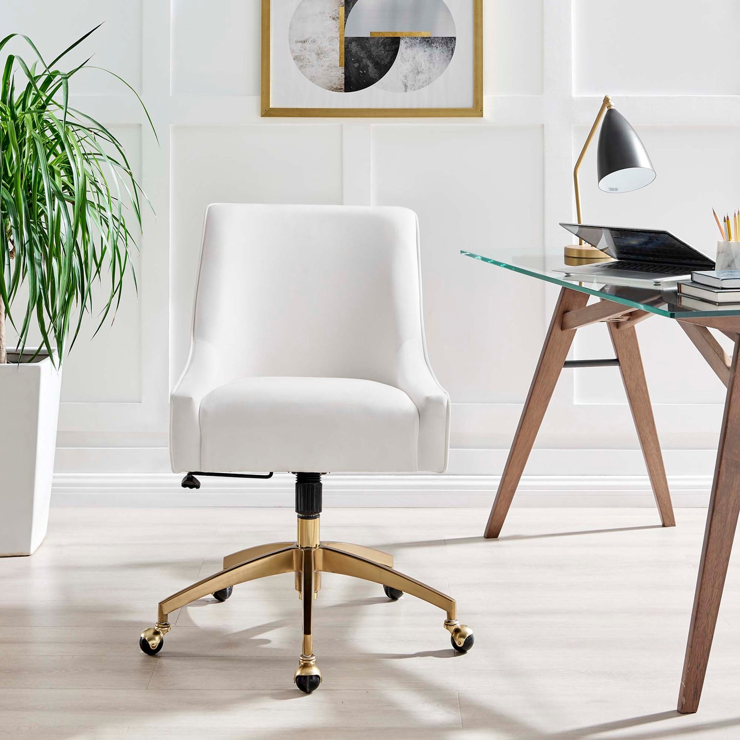 Modway - Discern Performance Velvet Office Chair by Modway  Office Furniture Office Chairs White - EEI-5079-WHI