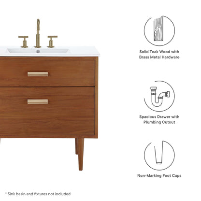 Modway - Cassia 36" Teak Wood Bathroom Vanity Cabinet (Sink Basin Not Included) by Modway  Bathroom Vanities Brown - EEI-5083-NAT