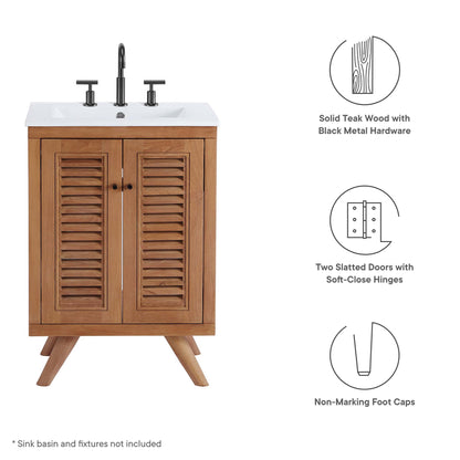 Modway - Birdie 24" Teak Wood Bathroom Vanity Cabinet (Sink Basin Not Included) by Modway  Bathroom Vanities Brown - EEI-5086-NAT