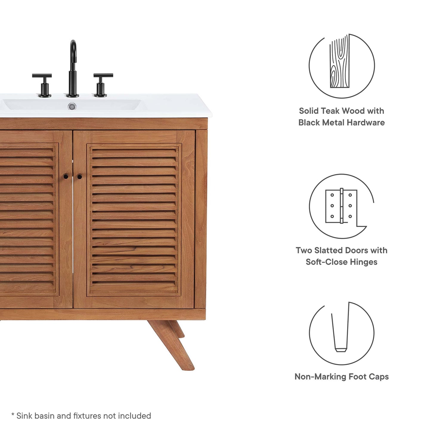Modway - Birdie 36" Teak Wood Bathroom Vanity Cabinet (Sink Basin Not Included) by Modway  Bathroom Vanities Brown - EEI-5087-NAT